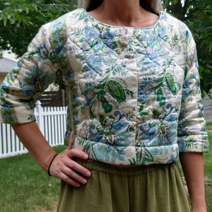 UPCYCLED VINTAGE BEDSPREAD boxy cropped top S M